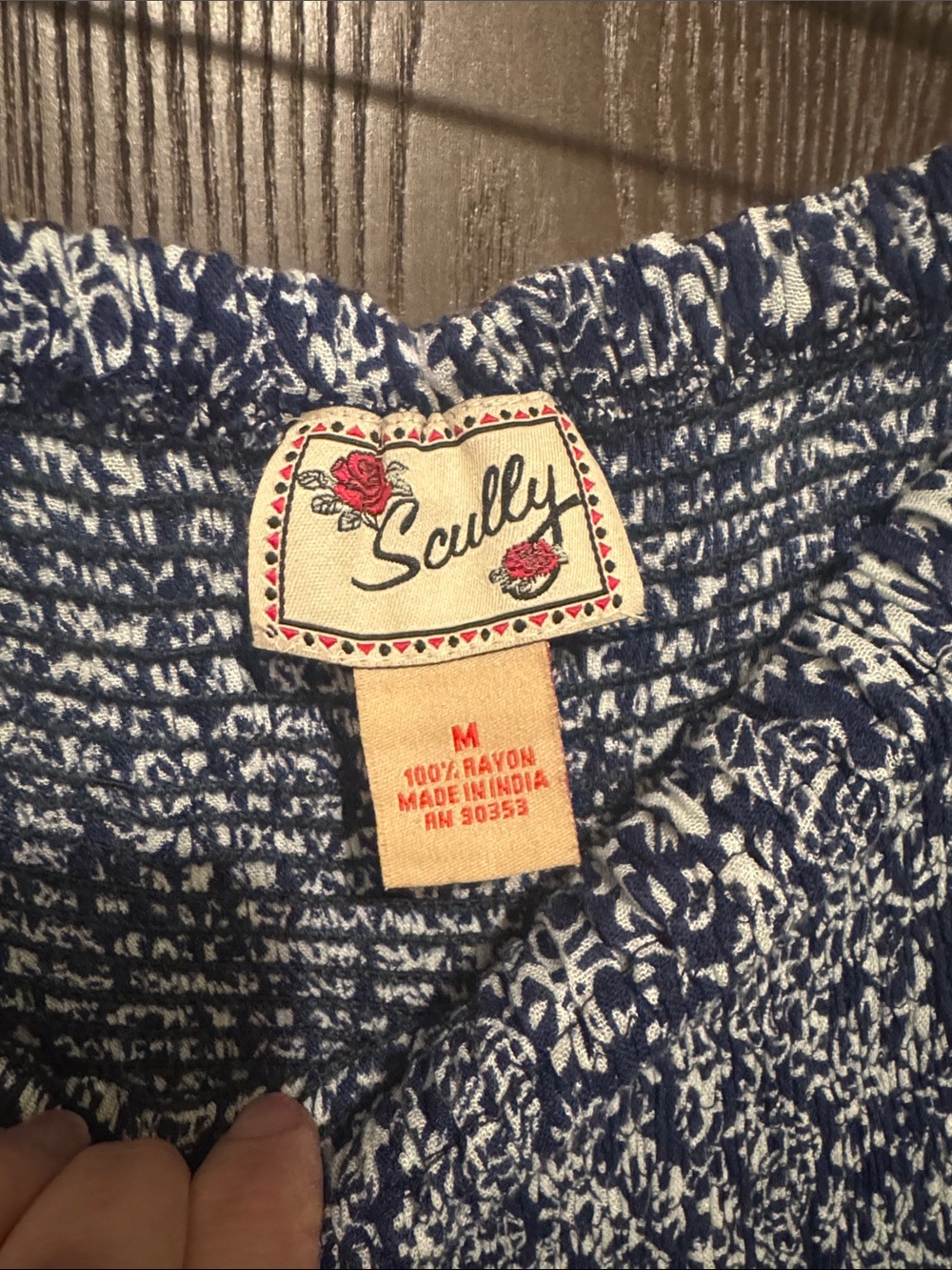 Scully's Cantina Collection Blue White Print Broomstick Floral Maxi Skirt Size M - Picture 5 of 8